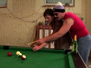 Mature Amateur Brunette Fucked In Hairy Cunt On The Pool Table