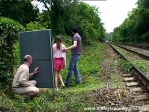A Guy Jerks Off While Watching A Couple Fucking Outdoors