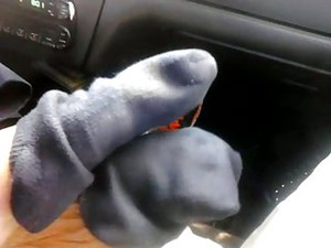 After Work Sweaty Ebony Socked Soles (Solejob In Car)
