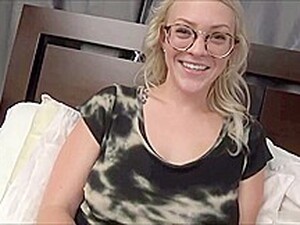 Nerdy Blonde With Glasses Is Sucking A Stiff Cock And Getting It Inside Her Wet Pussy