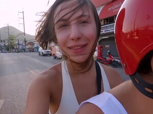 Tourist Fell For My Motorbike And Got Hot Sex And Cum On Her Chest