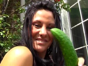 Naughty Babe Crystel Lei Drills Her Pussy With A Big Cucumber