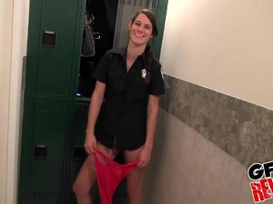 Brunette Officer Tyler Michaels Fucked In A Bathroom In Uniform