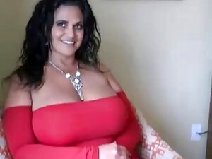 Curvaceous Brunette In A Sexy, Red Dress Is Moaning While Getting Banged In A Hotel Room