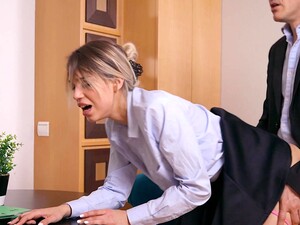 Elena Vedem Enjoys During Sex In Doggy Style In The Office