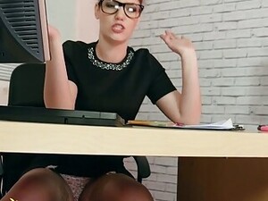 Sexy Secretary In Glasses Zoe Page Shows Her Juicy Pussy Under The Table