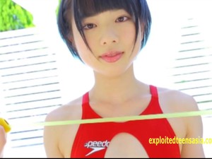 Rin Sasayama Pretty Teen Teases In Her Swimsuit Stunning Girl Bends In Many Pos So You Can See Her Labia