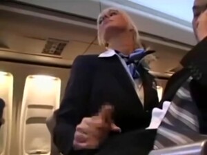 Hot Handjob From Sexy Stewardess