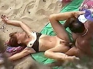 Mature Slut Gets Her Hairy Pussy Banged On A Beach