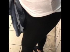 Black See Through Tights In Public Visible Panties