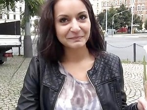 Cute Euro Babe Rides A Big Cock Outdoors For Money
