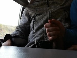 Risky Handjob And Blowjob In Public Train