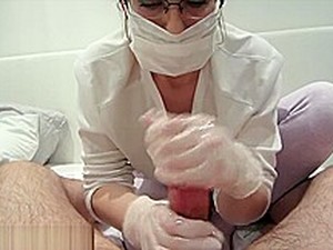 Nurse Gives Relaxing Close Up Handjob